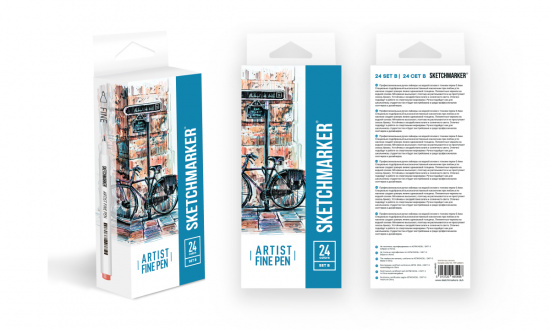 Набор капиллярных ручек Sketchmarker Artist fine pen Basic 2 24цв Набор капиллярных ручек Sketchmarker Artist fine pen Basic 2 24цв